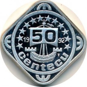 Реверс монеты Нидерланды, 50 центэкю, 1992, Королевский визит на Антильские острова