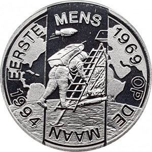 Реверс монеты Нидерланды, 1 ЭКЮ, 1994, Высадка на Луну