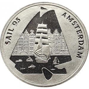 Реверс монеты Нидерланды, 1 ЭКЮ, 1995, Регата в Амстердаме