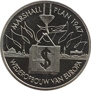 Реверс монеты Нидерланды, 1 ЭКЮ, 1997, 50 лет Плану Маршалла