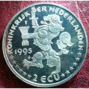 Аверс монеты Нидерланды, 2 ЭКЮ, 1995, Регата в Амстердаме - Амстердам