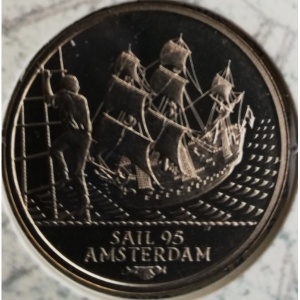 Реверс монеты Нидерланды, 2 ЭКЮ, 1995, Регата в Амстердаме - "Батавия"
