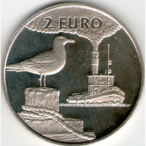Реверс монеты Нидерланды, 2 евро, 1997, Внутренняя навигация /буксир/