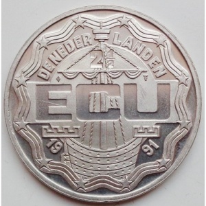 Аверс монеты Нидерланды, 2½ ЭКЮ, 1991, Эразм Роттердамский