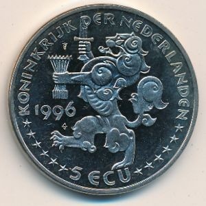 Аверс монеты Нидерланды, 5 ЭКЮ, 1996, Рождество