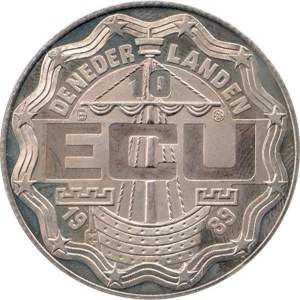 Аверс монеты Нидерланды, 10 ЭКЮ, 1989, Константин и Кристиан Гюйгенс
