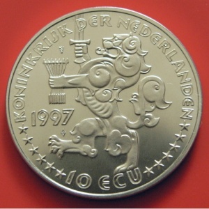 Аверс монеты Нидерланды, 10 ЭКЮ, 1997, 300 лет отношениям между Нидерландами и Россией