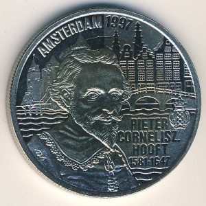 Реверс монеты Нидерланды, 10 евро, 1997, 350 лет со дня смерти П.К. Хофта