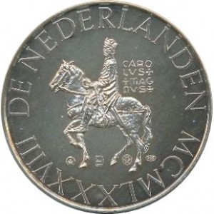 Аверс монеты Нидерланды, 1 ЭКЮ, 1988, Карл Великий