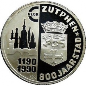 Реверс монеты Нидерланды, 1 ЭКЮ, 1990, 800 лет городу Зютфен