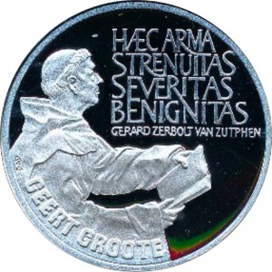 Реверс монеты Нидерланды, 2½ ЭКЮ, 1990, 650 лет со дня рождения Герта Гроте