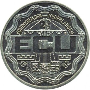 Аверс монеты Нидерланды, 2½ ЭКЮ, 1992, Королевский визит на Антильские острова