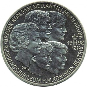 Реверс монеты Нидерланды, 2½ ЭКЮ, 1992, Королевский визит на Антильские острова