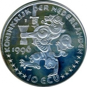 Аверс монеты Нидерланды, 10 ЭКЮ, 1996, Якоб ван Кампен