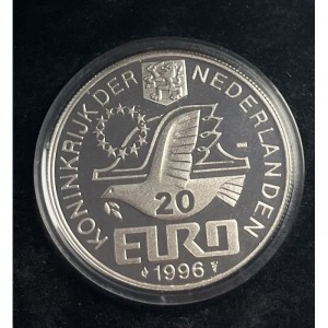 Аверс монеты Нидерланды, 20 евро, 1996, 400 лет со дня рождения Константейна Хёйгенса