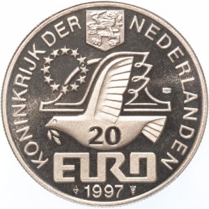 Аверс монеты Нидерланды, 20 евро, 1997, 350 лет со дня смерти П.К. Хофта