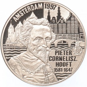 Реверс монеты Нидерланды, 20 евро, 1997, 350 лет со дня смерти П.К. Хофта