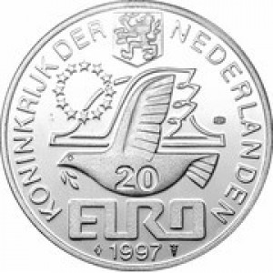 Аверс монеты Нидерланды, 20 евро, 1997, Йохан ван Олденбарневелт