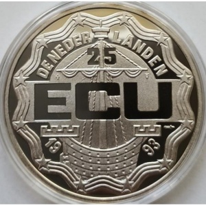 Аверс монеты Нидерланды, 25 ЭКЮ, 1993, Ян Адриаансун Лихуотер