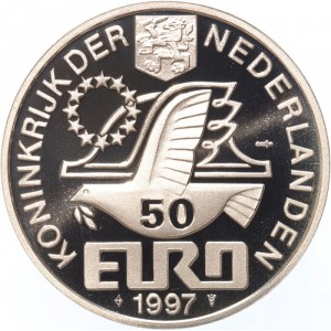Аверс монеты Нидерланды, 50 евро, 1997, 350 лет со дня смерти П.К. Хофта