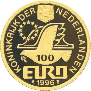 Аверс монеты Нидерланды, 100 евро, 1996, Виллем Баренц