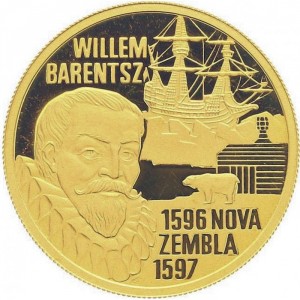 Реверс монеты Нидерланды, 100 евро, 1996, Виллем Баренц