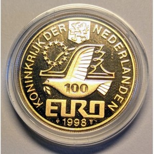 Аверс монеты Нидерланды, 100 евро, 1998, 400 лет со дня рождения Маартена Харперц Тромп