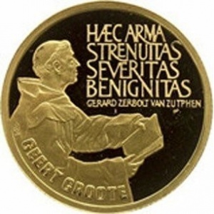 Реверс монеты Нидерланды, 200 ЭКЮ, 1990, 650 лет со дня рождения Герта Гроте
