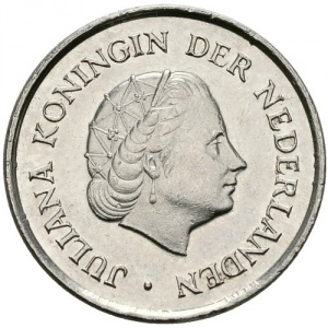Аверс монеты Нидерланды, 25 центов, 1950-1980