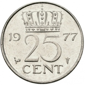 Реверс монеты Нидерланды, 25 центов, 1950-1980