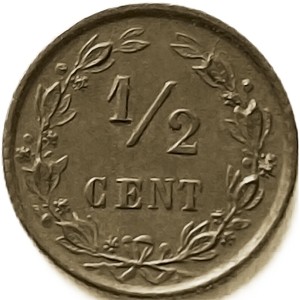 Реверс монеты Нидерланды, ½ цента, 1878-1901
