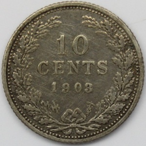 Реверс монеты Нидерланды, 10 центов, 1903