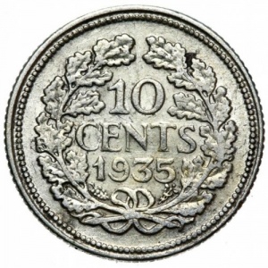 Реверс монеты Нидерланды, 10 центов, 1926-1945