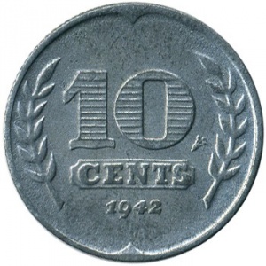 Реверс монеты Нидерланды, 10 центов, 1941-1943