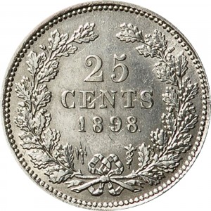 Реверс монеты Нидерланды, 25 центов, 1898-1906