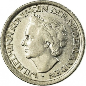 Аверс монеты Нидерланды, 25 центов, 1948