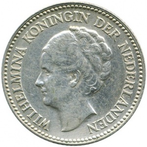 Аверс монеты Нидерланды, ½ гульдена, 1921-1930