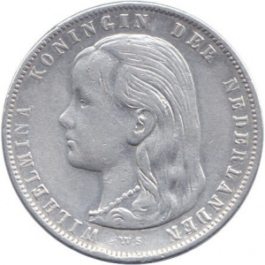 Аверс монеты Нидерланды, 1 гульден, 1892-1897