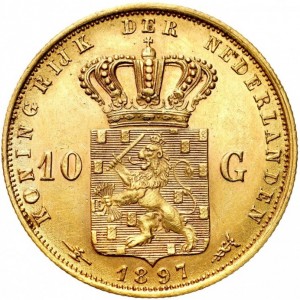 Реверс монеты Нидерланды, 10 гульденов, 1892-1897