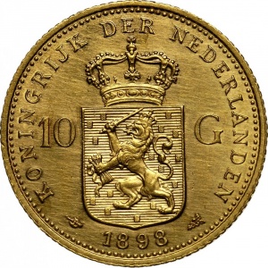 Реверс монеты Нидерланды, 10 гульденов, 1898