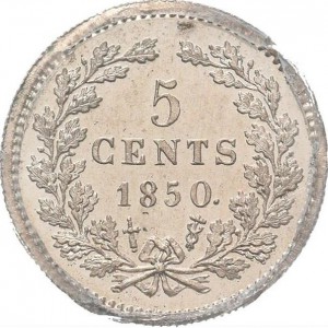 Реверс монеты Нидерланды, 5 центов, 1850-1887