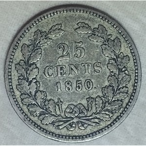 Реверс монеты Нидерланды, 25 центов, 1849-1890