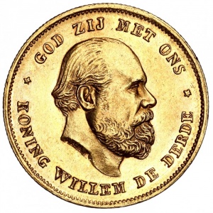 Аверс монеты Нидерланды, 10 гульденов, 1875
