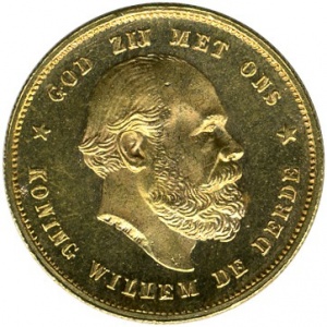 Аверс монеты Нидерланды, 10 гульденов, 1876-1889