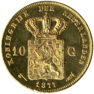 Реверс монеты Нидерланды, 10 гульденов, 1876-1889
