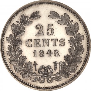 Реверс монеты Нидерланды, 25 центов, 1848-1849