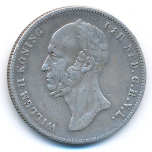 Аверс монеты Нидерланды, ½ гульдена, 1847-1848