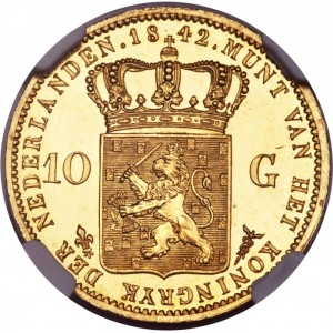 Реверс монеты Нидерланды, 10 гульденов, 1842