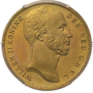 Аверс монеты Нидерланды, 10 гульденов, 1848