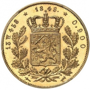 Реверс монеты Нидерланды, 20 гульденов, 1848